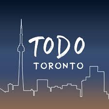Logo of TODO Toronto with a Toronto skyline outline in white and a gradient blue and orange background